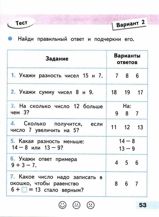 математика 1 класс проверочные работы Волкова страница 53